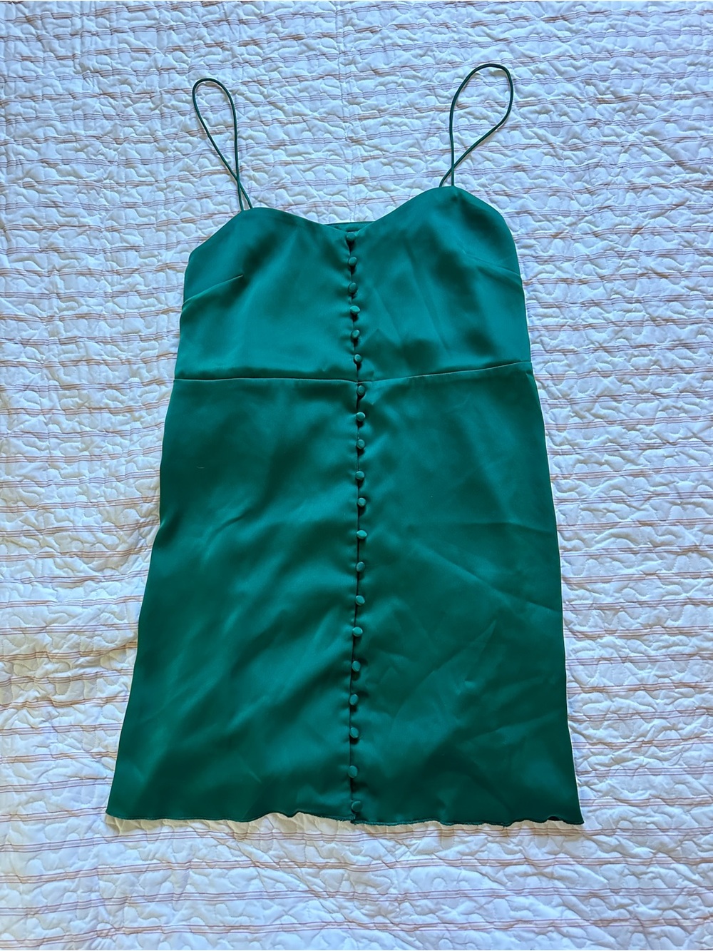 Urban Outfitters Emerald Green Slip Dress with Front Buttons
